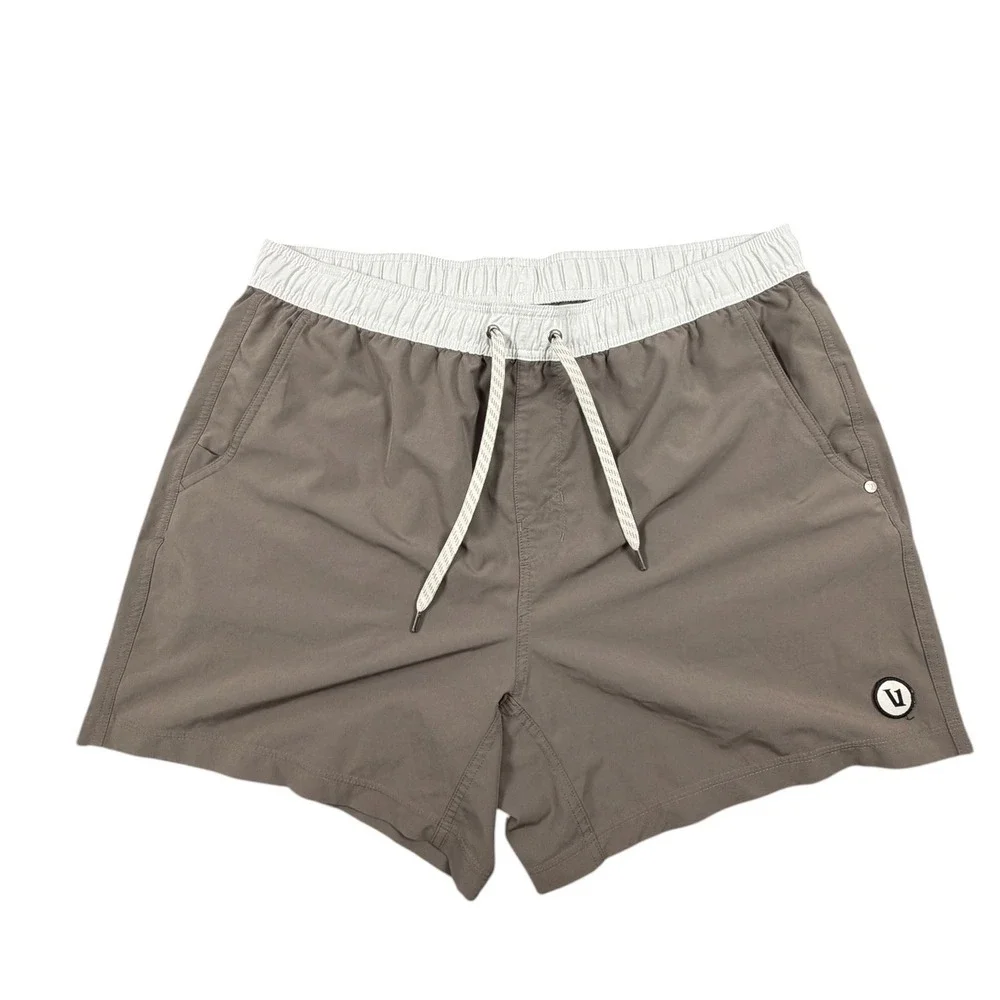 Vuori Kore Unlined Mens Swim Trunks Short Board Shorts Taupe Grey XXL V3036